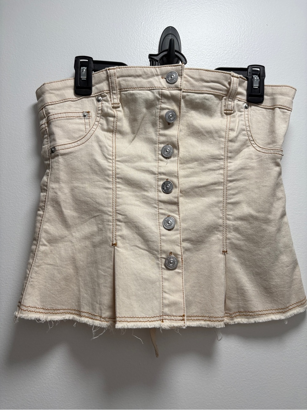 BDG Cream Button-Front Denim Corset